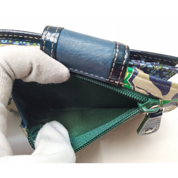 Fossil Multicolor Canvas Leather Trim Credit Card ID Window Bifold Wallet - Picture 7 of 16